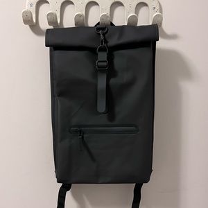 Rains - black rolltop rucksack backpack